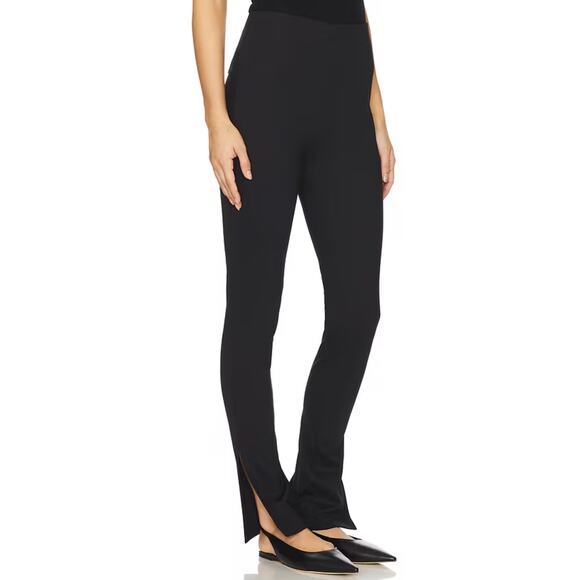 Anine Bing Kylie Slim Leg Ankle Slit Pants 32/XS Black High Rise Stretch Luxe - Picture 2 of 13